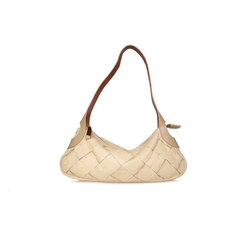 Escada Exotics Cream Woven Leather Shoulder Bag